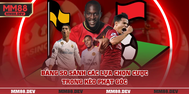Bảng so sánh các lựa chọn cược trong kèo phạt góc